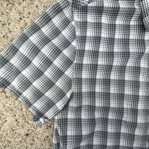 AX Armani Exchange Short Sleeve Button Up Shirt Small Slim Fit Cotton Gray Plaid - Picture 10 of 13